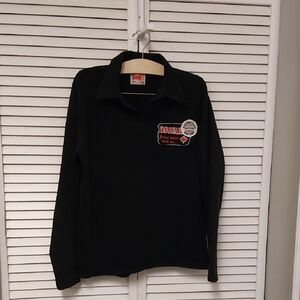 Dsquare2 Black Long Sleeve Polo Shirt with Embroidered Patches
